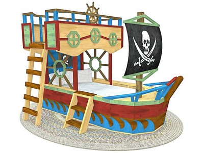 Двухъярусная кровать TORUDA WOOD Пиратский корабль Морской король