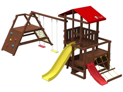 Детская игровая площадка Непоседа с пристройкой, треногой и скалодромом (Модель 6)